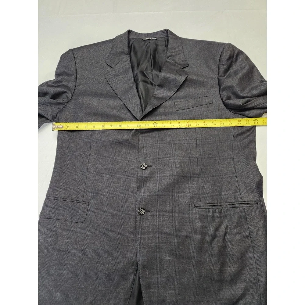 Canali Suit Mens 58L 44W Black Check Wool Super 150s 2 Piece Made In Italy